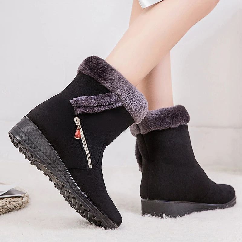 Groovywish Women Winter Boots Fur Collar Casual Orthopedic Shoes - - DYAVOR®