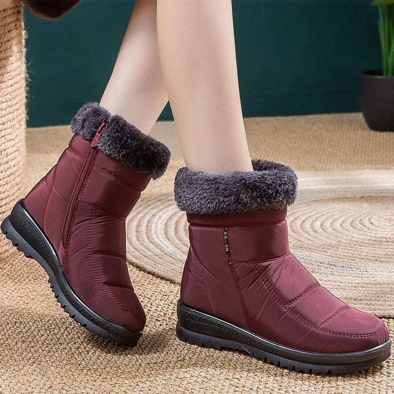 Groovywish Women Casual Fur Snow Boots Nonslip Zipper Orthopedic Shoes - - DYAVOR®