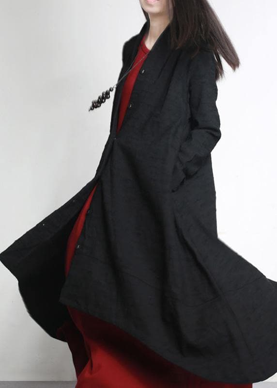 Women Burgundy Jacquard Plus Size Clothes Large Hem Outwear - Trench coats - DYAVOR®