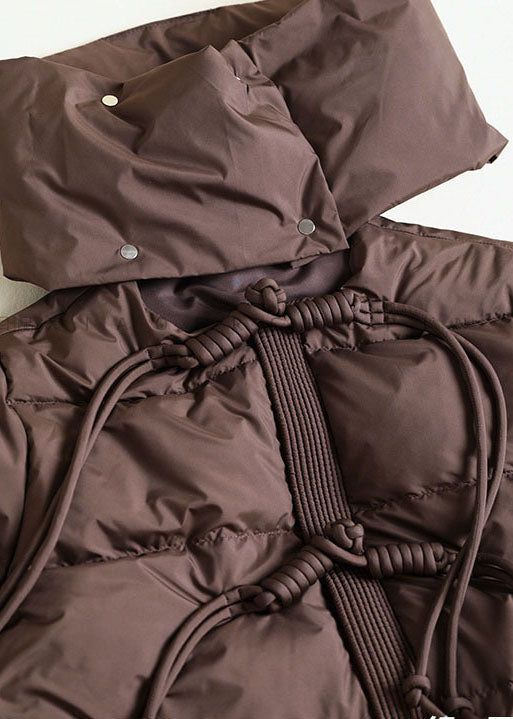 Women Chocolate Scarf Collar Oversized Tassel Duck Down Down Coats Winter - Down Jackets - DYAVOR®