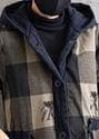 Women Gray Plaid Overcoat Hooded Drawstring Coats - Trench coats - DYAVOR®