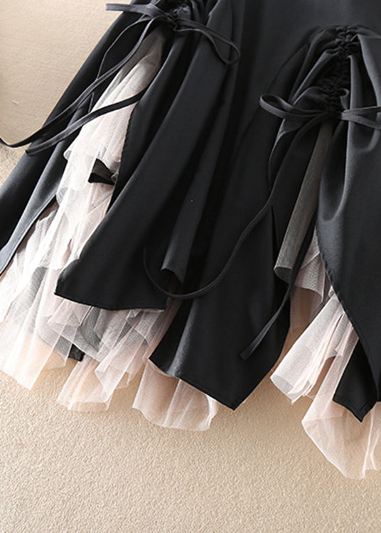 Women Green Asymmetrical drawstring Patchwork Tulle Skirts Spring - Skirts - DYAVOR®
