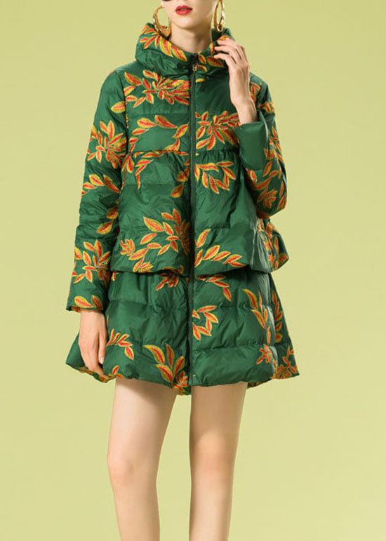 Women Green Embroideried warm Duck Down Winter Coats - Down Jackets - DYAVOR®