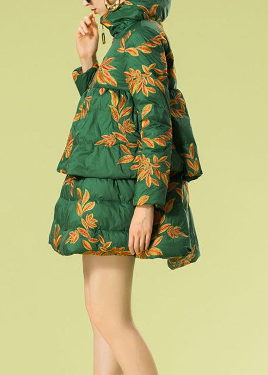 Women Green Embroideried warm Duck Down Winter Coats - Down Jackets - DYAVOR®