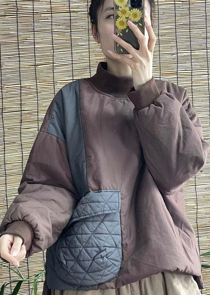 Women Green Stand Collar Pocket Patchwork Fine Cotton Filled Parkaer Winter - Down Jackets - DYAVOR®