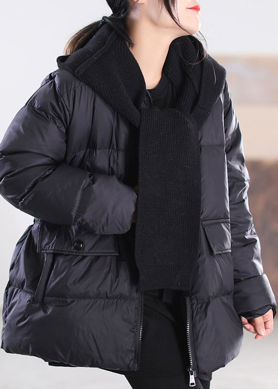 Women Grey Green Zippered Patchwork Removable Hooded Duck Down Down Coats Winter - Down Jackets - DYAVOR®