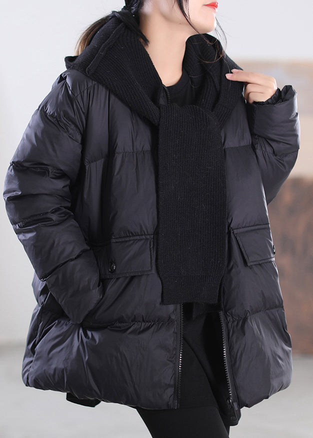 Women Grey Green Zippered Patchwork Removable Hooded Duck Down Down Coats Winter - Down Jackets - DYAVOR®