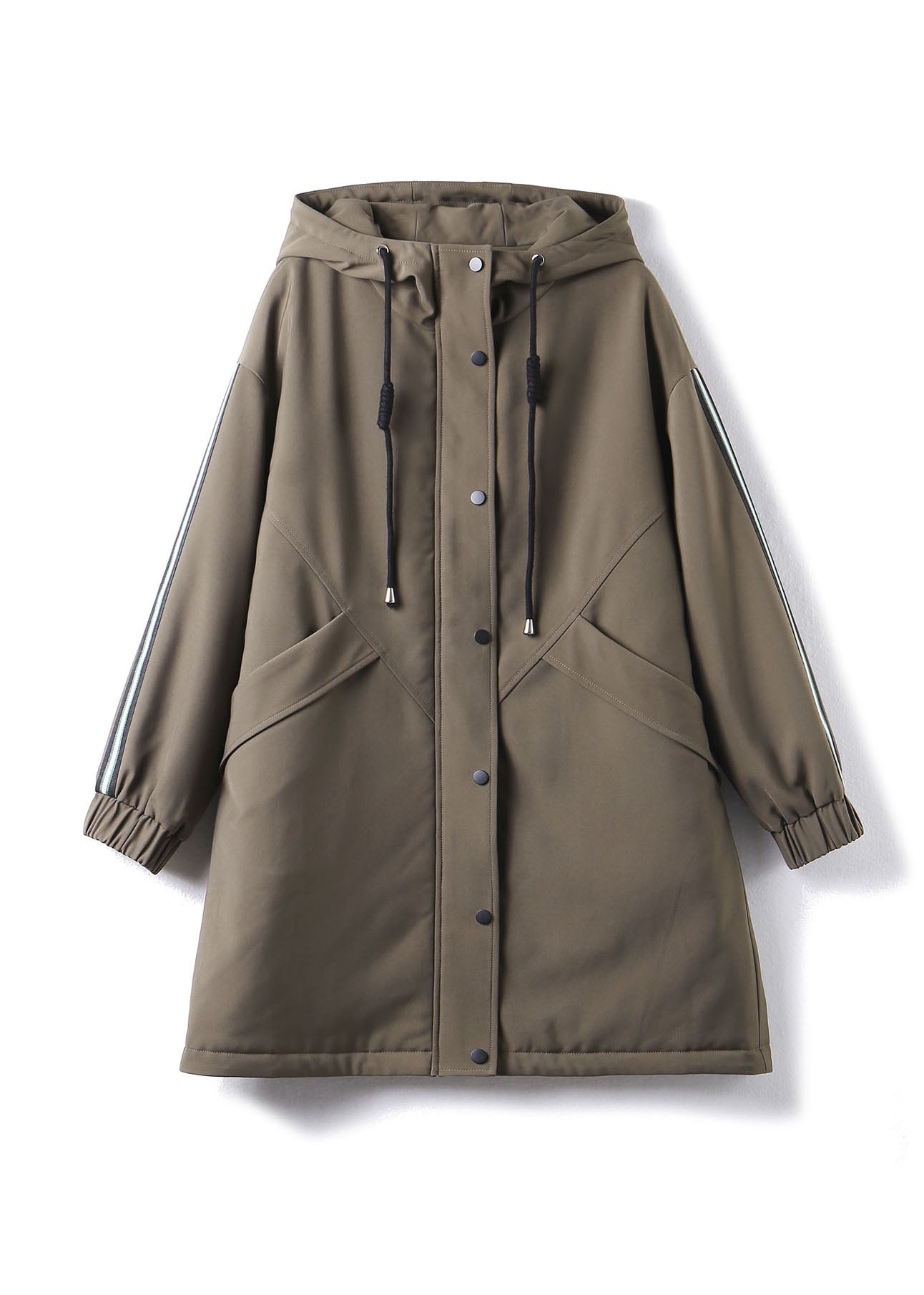 Women Maroon Zippered Patchwork Drawstring Button Thick Hoodies Down Jackets Winter - Down Jackets - DYAVOR®