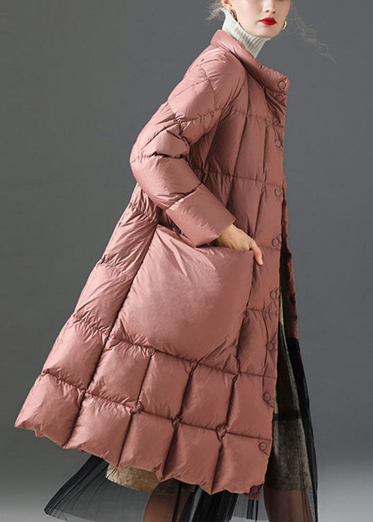Women Pink Stand Collar Pockets Casual Winter Duck Down - Down Jackets - DYAVOR®