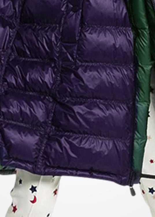 Women Purple Hooded Zippered Duck Down Puffer Coat Winter - Down Jackets - DYAVOR®