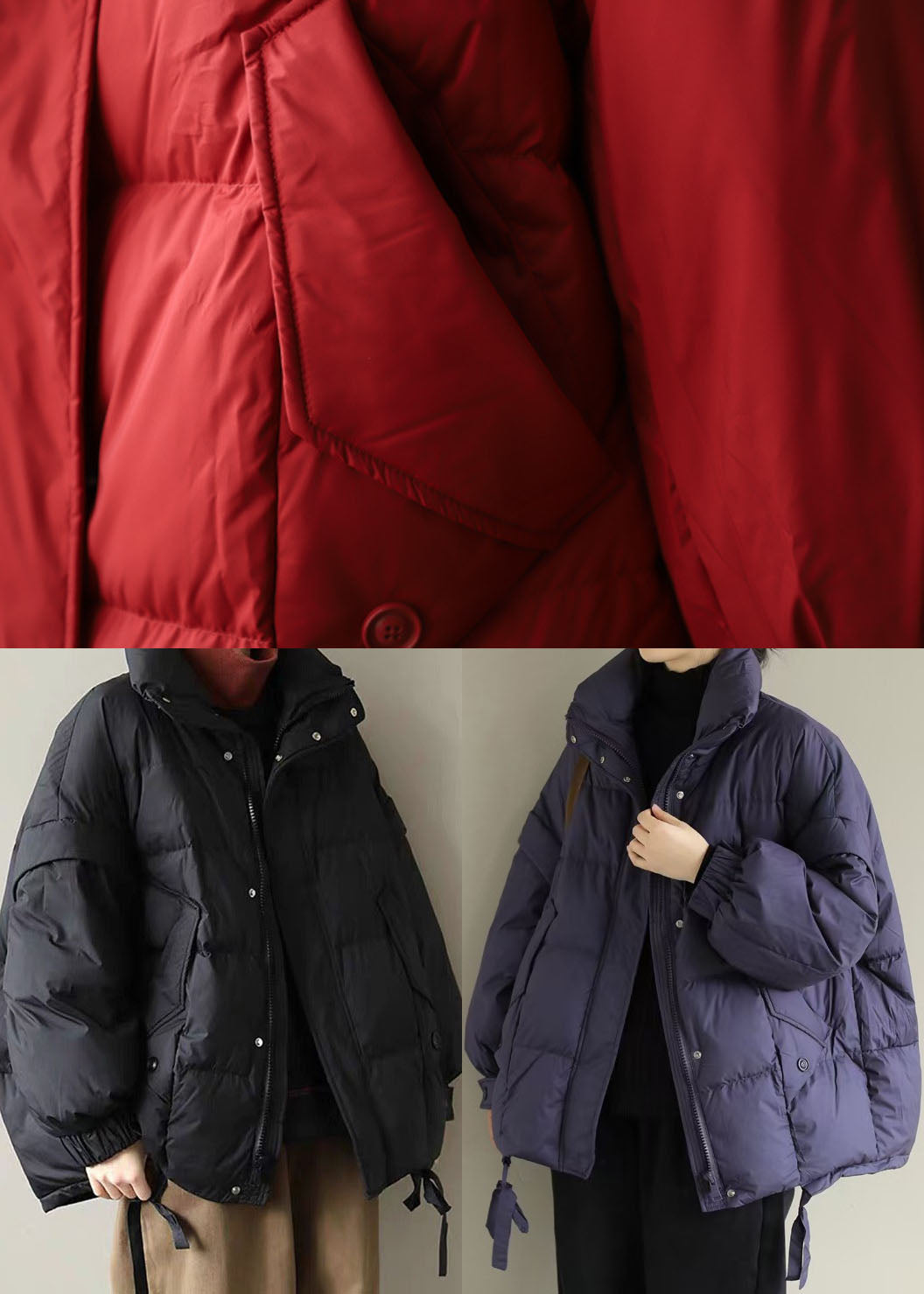 Women Red thick Duck Down Puffer Jacket Winter - Down Jackets - DYAVOR®