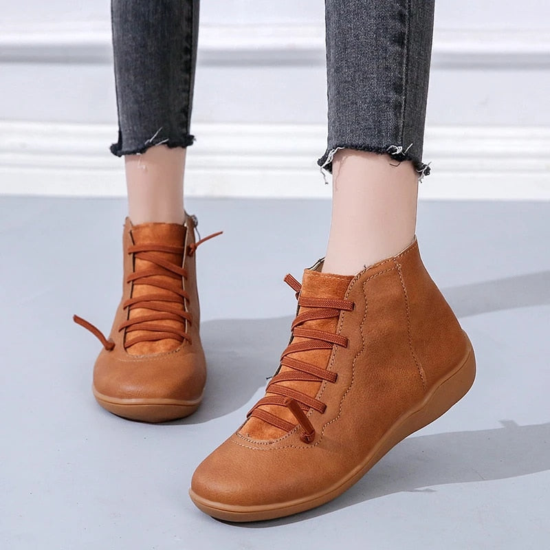 Groovywish Women Leather Waterproof Orthopedic Vintage Boots - - DYAVOR®