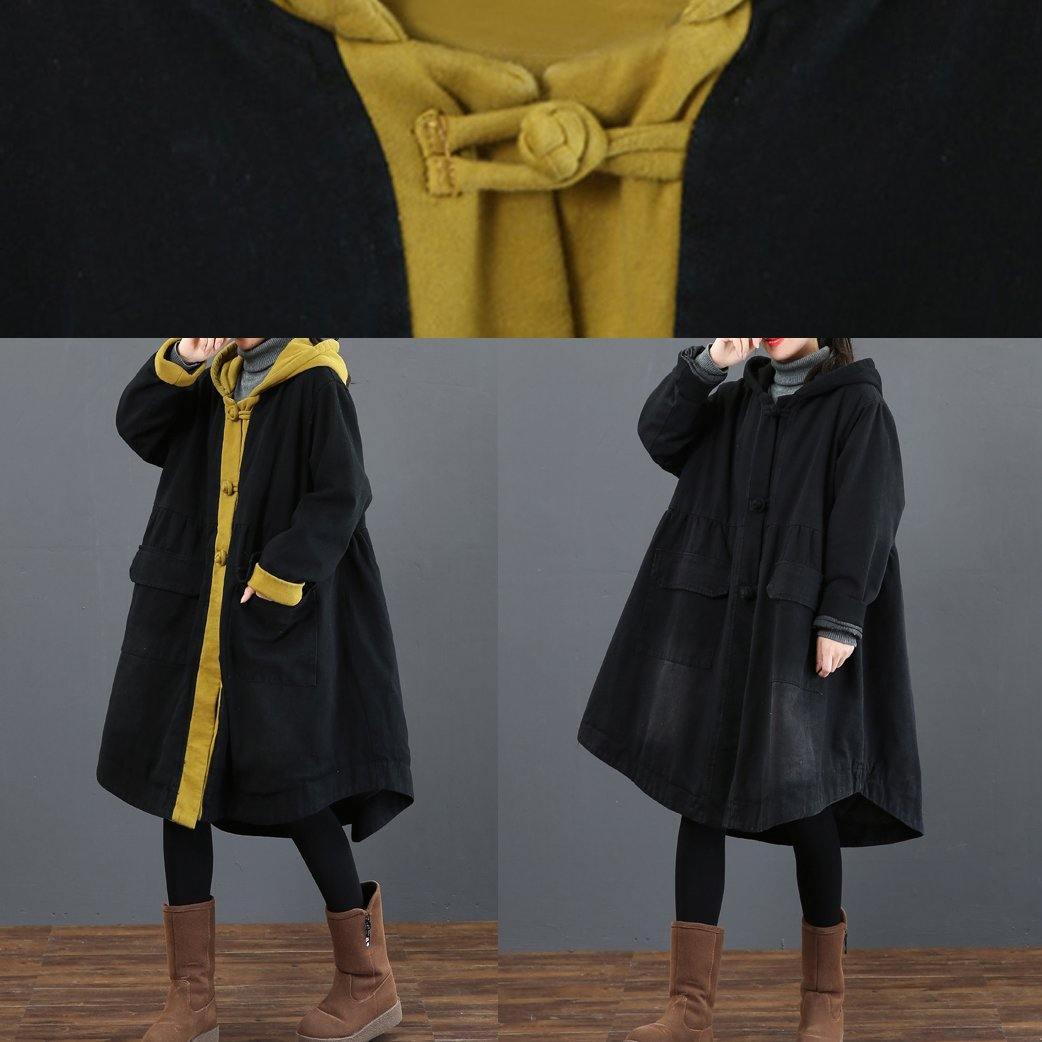 Women black clothes Fashion Ideas hooded large hem coat - - DYAVOR®