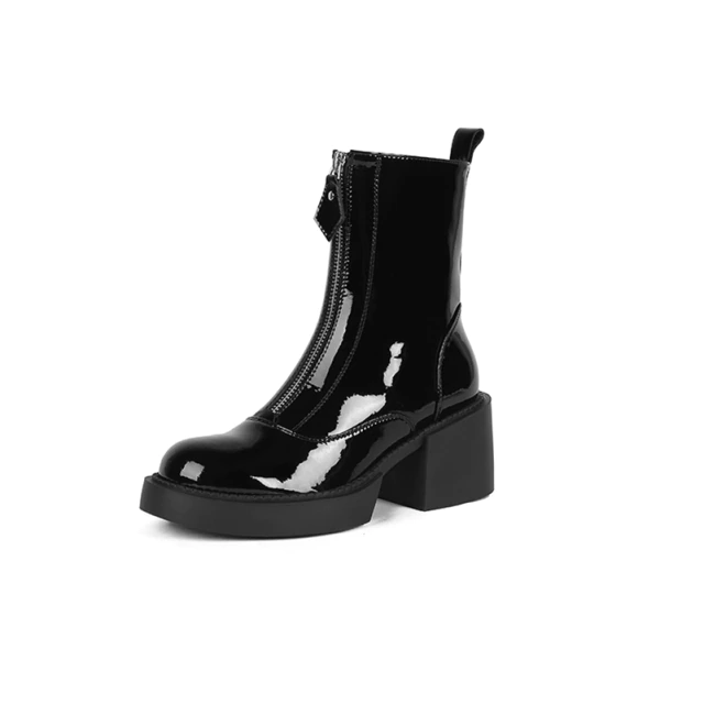 Clemen Women's Patent Leather Ankle Boots - Booties - DYAVOR®
