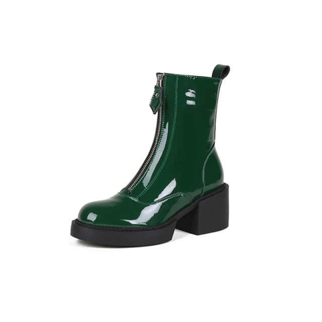 Clemen Women's Patent Leather Ankle Boots - Booties - DYAVOR®