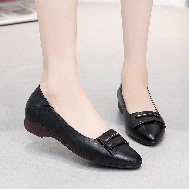 Women's Casual Shoes GCSZXC09 Flats Pointed Toe Leather Boat - Casual Shoes - DYAVOR®