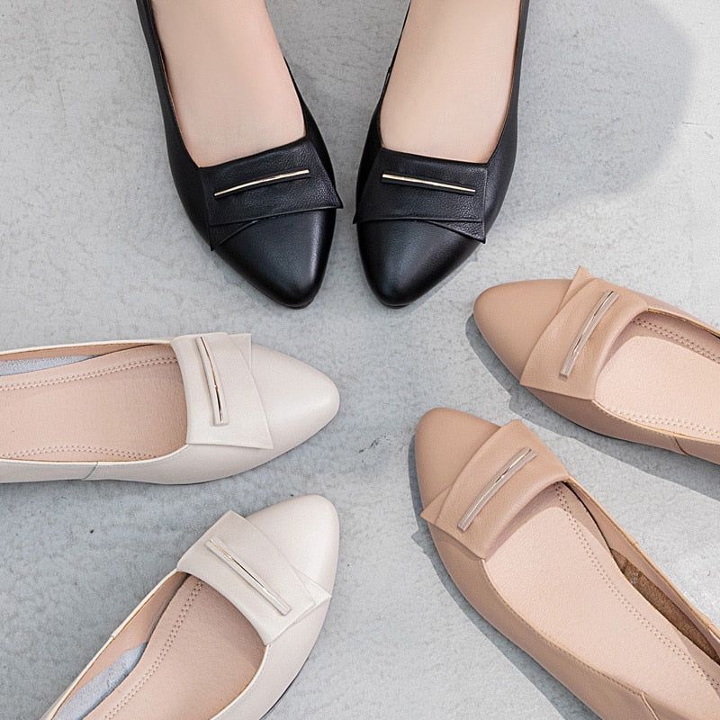 Women's Casual Shoes GCSZXC09 Flats Pointed Toe Leather Boat - Casual Shoes - DYAVOR®
