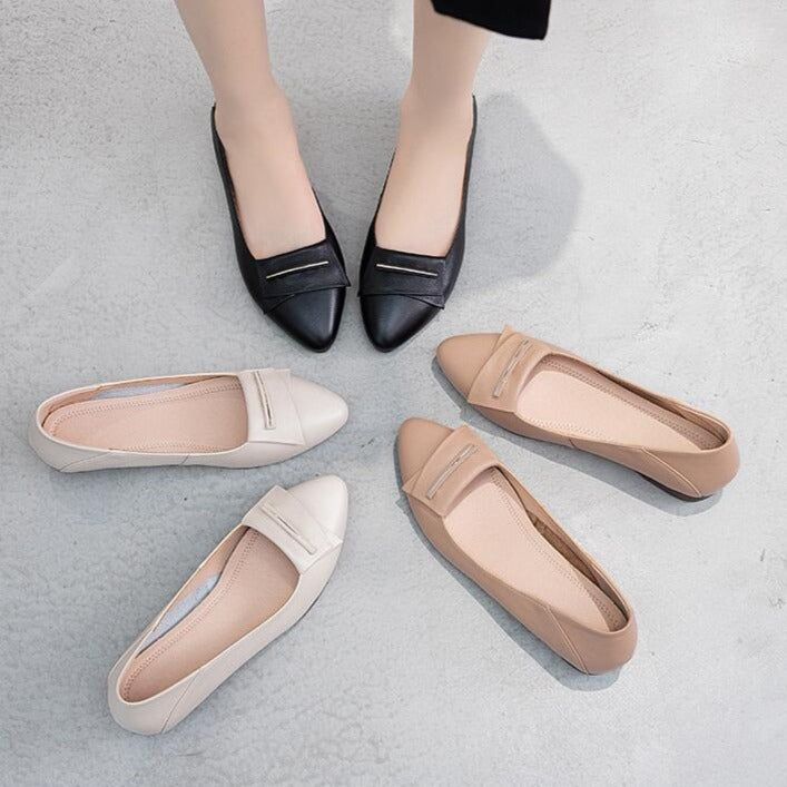 Women's Casual Shoes GCSZXC09 Flats Pointed Toe Leather Boat - Casual Shoes - DYAVOR®