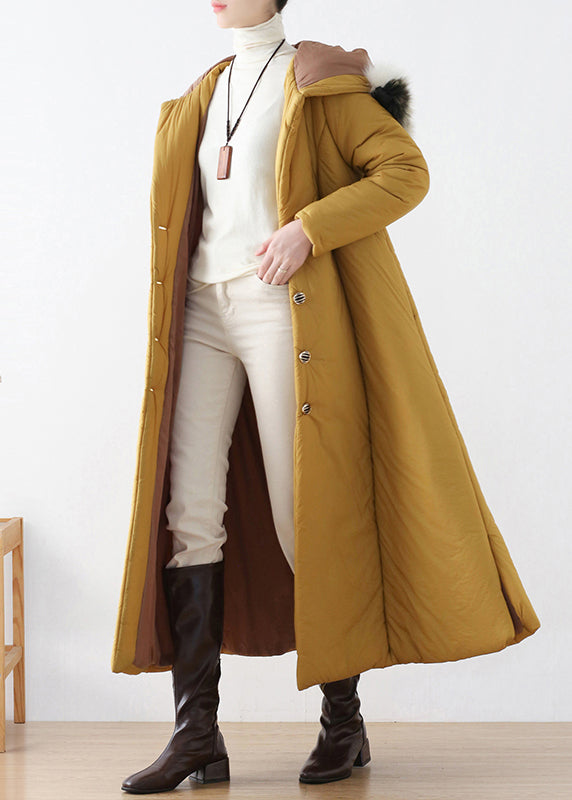 Yellow Side Open Hooded Long Parka Winter - Down Jackets - DYAVOR®