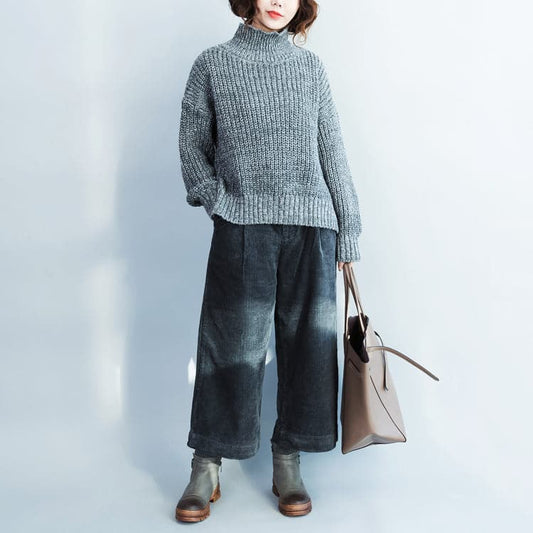 autumn dark blue casual corduroy pants vintage harem pants -  - DYAVOR®