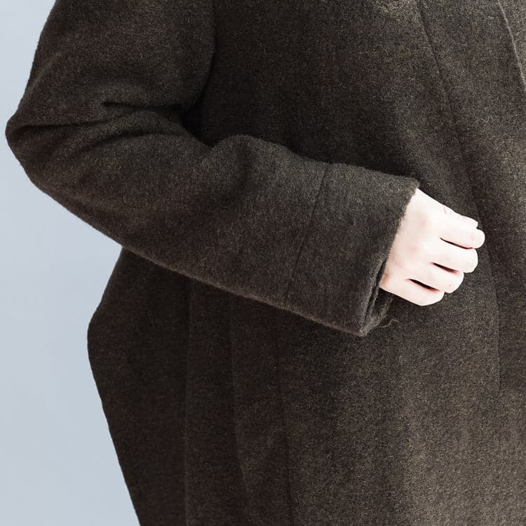 autumn winter blackish green fashion woolen cardigans plus size tie waist women trench coats - - DYAVOR®