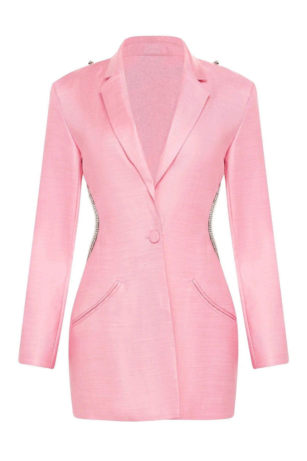 Pink Backless Diamond Blazer - - DYAVOR®