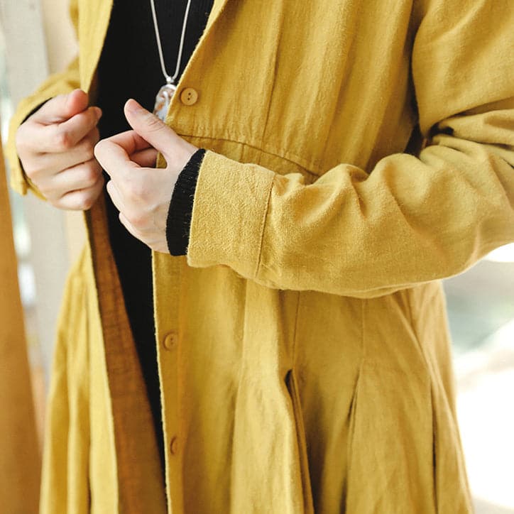 boutique yellow coats casual stand collar trench coat Fashion Cinched large hem Coat - - DYAVOR®