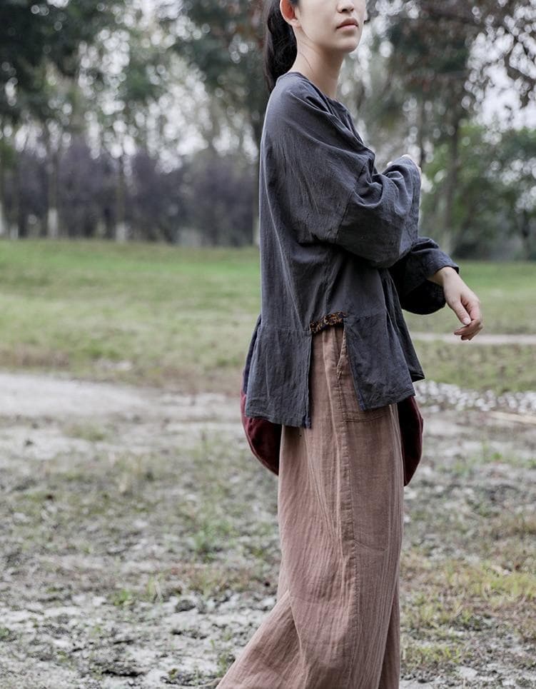 Asymmetrical Linen Shirt | Lotus - - DYAVOR®