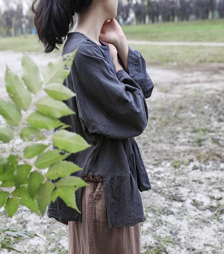 Asymmetrical Linen Shirt | Lotus -  - DYAVOR®