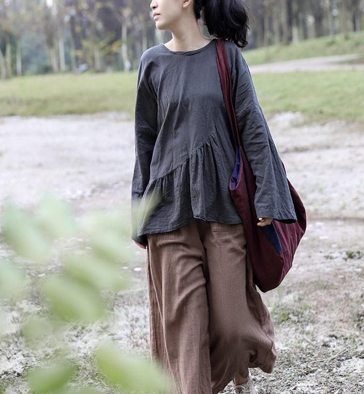 Asymmetrical Linen Shirt | Lotus - - DYAVOR®