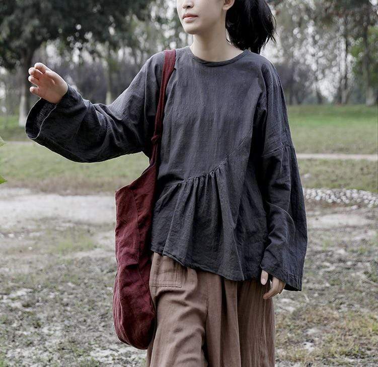 Asymmetrical Linen Shirt | Lotus - - DYAVOR®