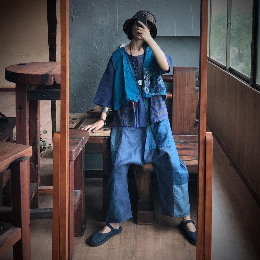 Blue Linen Harem Pants | Hippie - - DYAVOR®