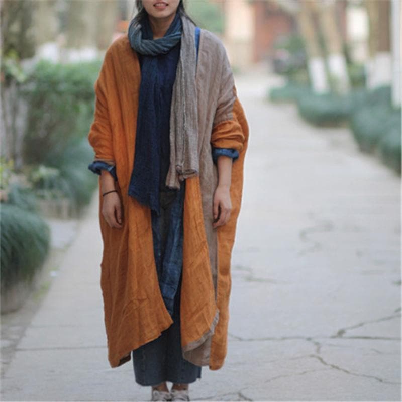 Linen Patchwork Long Cardigan | Lotus - Cardigans - DYAVOR®