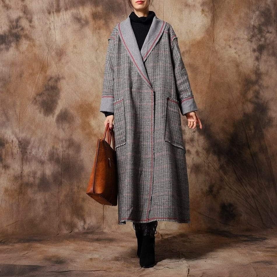 Vintage Chic Plaid Wool Coat - Coats - DYAVOR®