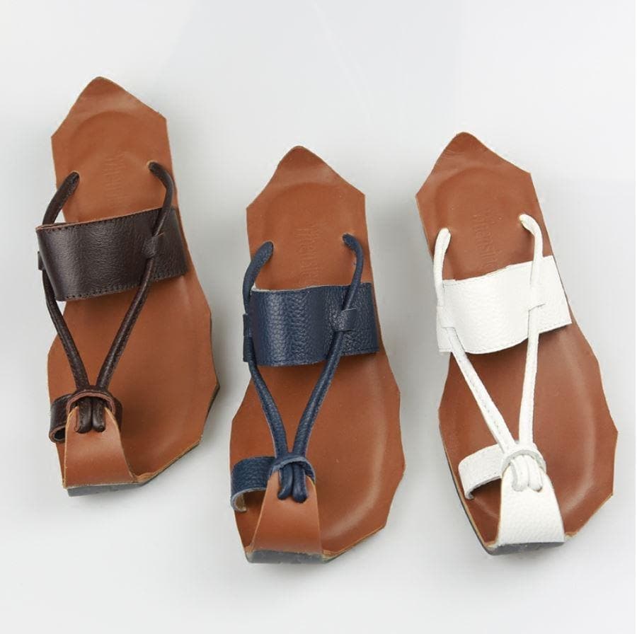 Curved Retro Leather Sandals - - DYAVOR®