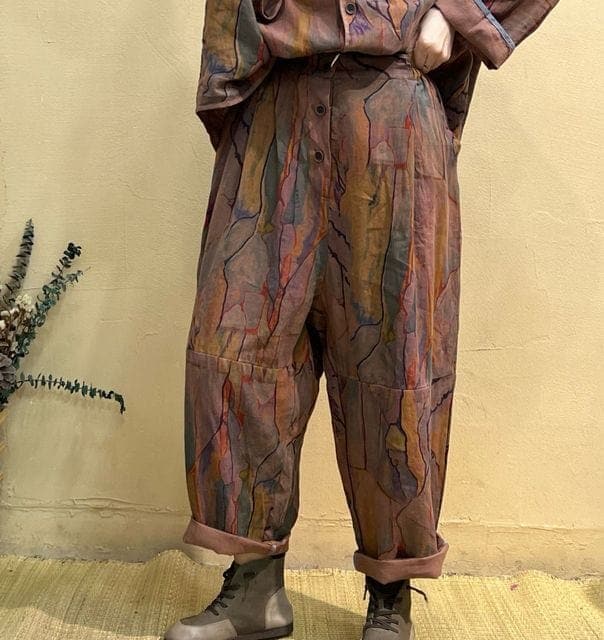 Abstract Linen Harem Pants - Harem Pants - DYAVOR®