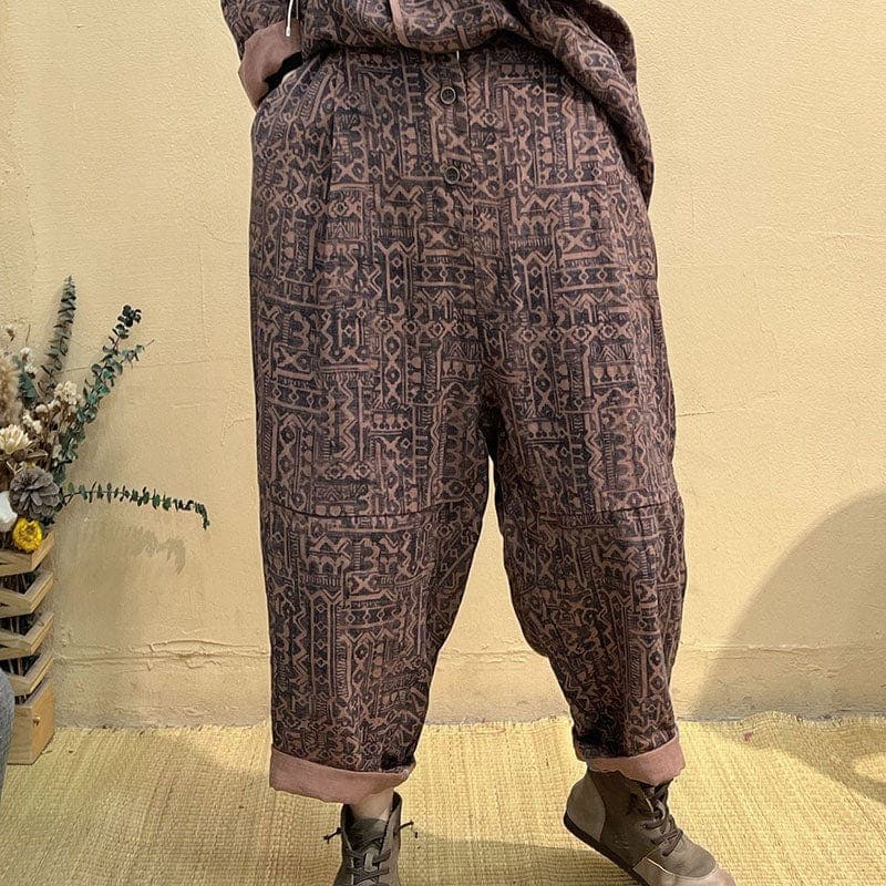 Abstract Linen Harem Pants - Harem Pants - DYAVOR®