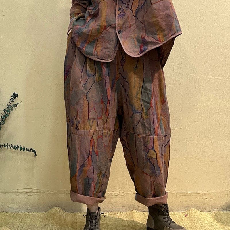 Abstract Linen Harem Pants - Harem Pants - DYAVOR®
