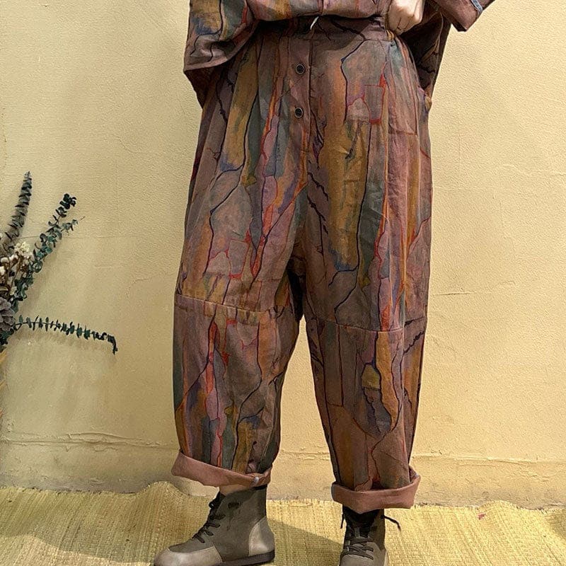 Abstract Linen Harem Pants - Harem Pants - DYAVOR®