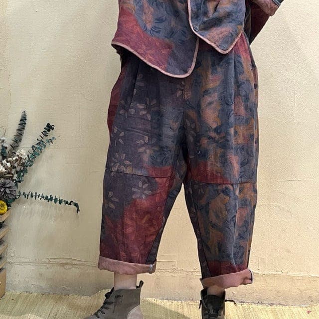 Abstract Linen Harem Pants - Harem Pants - DYAVOR®