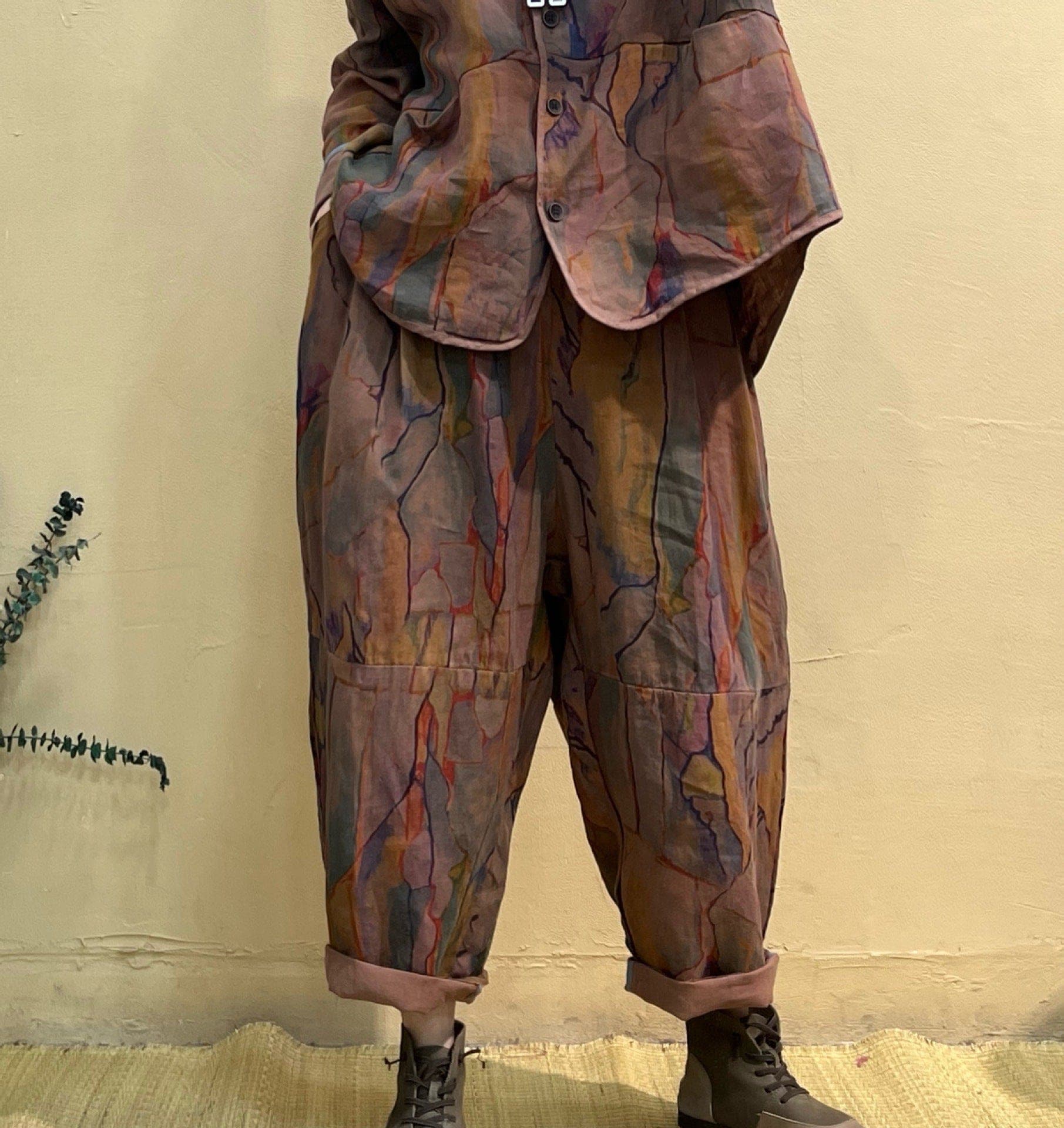 Abstract Linen Harem Pants - Harem Pants - DYAVOR®