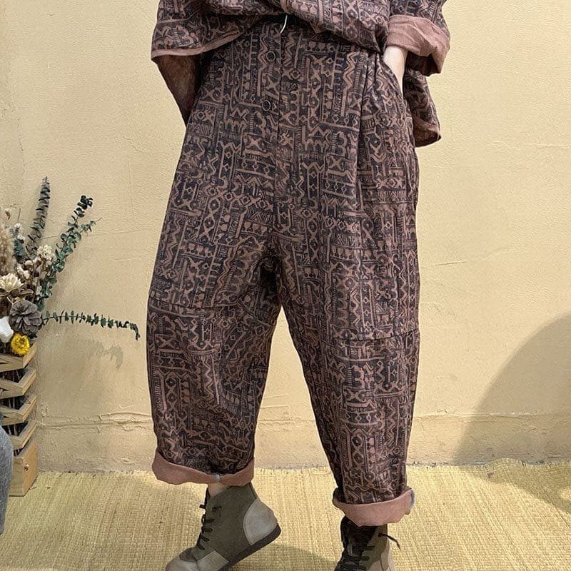 Abstract Linen Harem Pants - Harem Pants - DYAVOR®