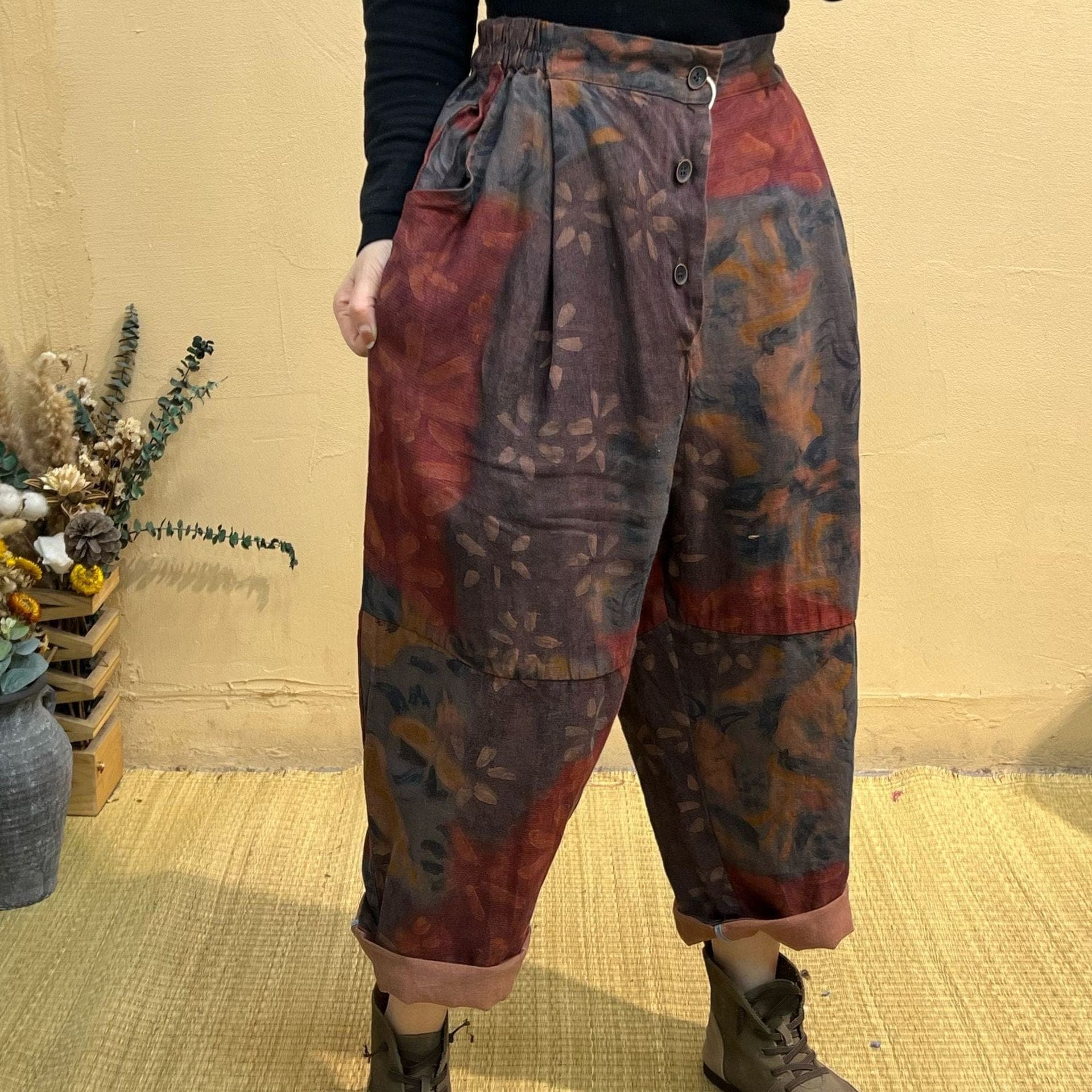 Abstract Linen Harem Pants - Harem Pants - DYAVOR®