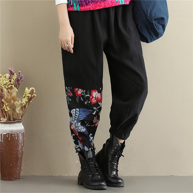 High Waist Patchwork Floral Trousers - Harem Pants - DYAVOR®