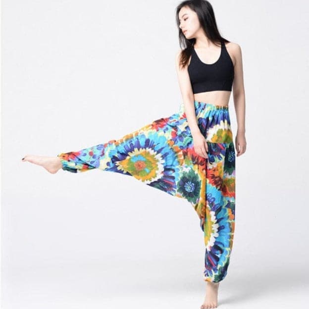 Blue Tie Dye Print Hippie Harem Pants - Harem Pants - DYAVOR®