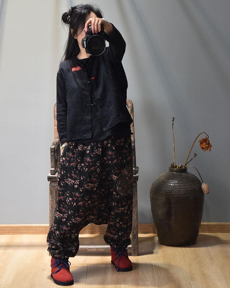 Cotton Linen Floral Harem Pants | Hippie - Harem Pants - DYAVOR®