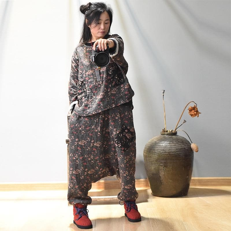Cotton Linen Floral Harem Pants | Hippie - Harem Pants - DYAVOR®