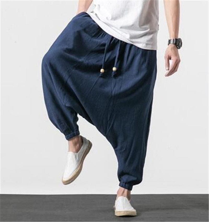 Cotton and Linen Drop Crotch Harem Pants - Harem Pants - DYAVOR®