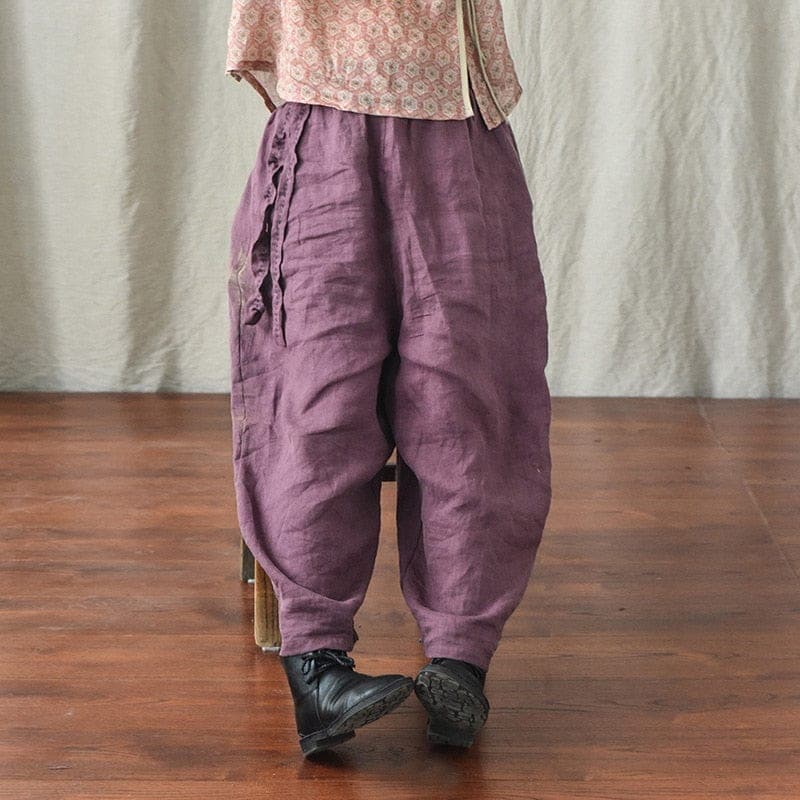 Loose Cotton and Linen Harem Pants - Harem Pants - DYAVOR®