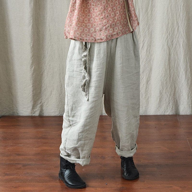 Loose Cotton and Linen Harem Pants - Harem Pants - DYAVOR®